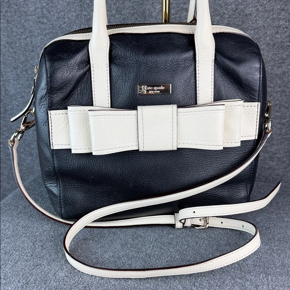 Kate Spade Kaiya Alice Black and White Leather‎ Satchel Bag